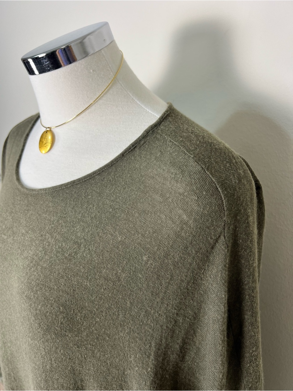 Helmut Lang Asymmetrical Tunic Top M Olive One Sleeve Angora Blend Oversized - Picture 6 of 8